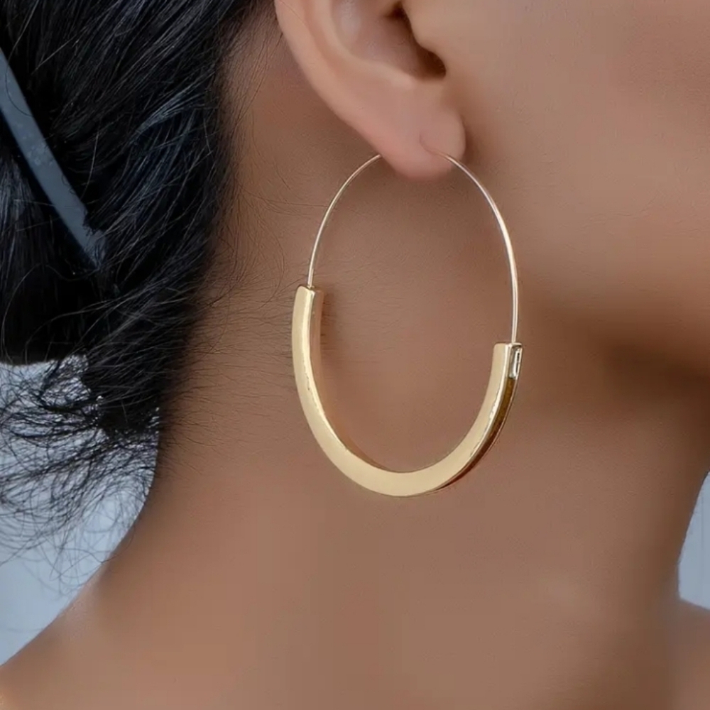 European Style 18k Gold Plated Circular Earrings
